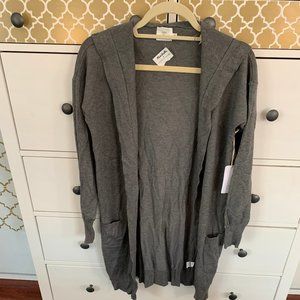 luna ivy grey hooded duster sweater - NWT!